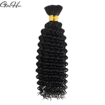 Gefily 16’’–26’’ Braiding Hair Natural Black Deep Curly Wave Hair –Smooth Flow, True to Length, Natural Black Beauty