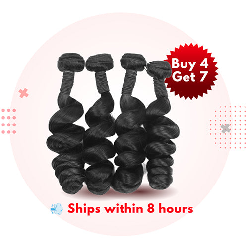 Gefily 18’’–34’’ Bundles  Natural Black Loose Wave Hair –100% Virgin Brazilian Human Hair, Premium Quality, Full Density, Minimal Shedding & Long Lifespan