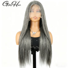 Gefily 20’’–32’’ 13x4 Salt & Pepper Straight Lace Front Wig – Ultra Invisible Lace, 100% Human Hair, Natural Grey Blend for Sophisticated Beauty