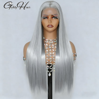 ⚡️|BigSale|Gefily 24’’–36’’ 13x4 Lace Front Wig Silver Grey Straight
