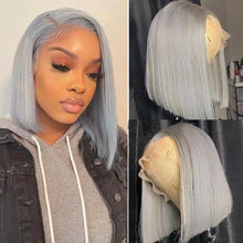 Gefily 10” 13x4 Silver Gray Bob Wig – Limited Edition, Human Hair, Dyeable Style