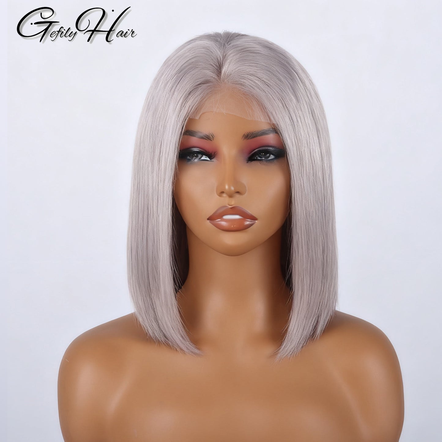Gefily 10” 13x4 Silver Gray Bob Wig – Limited Edition, Human Hair, Dyeable Style